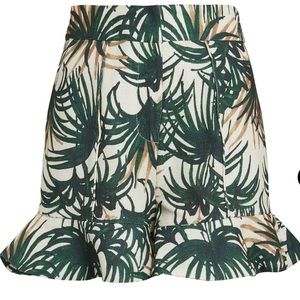 PatBO palm print ruffle hem shorts